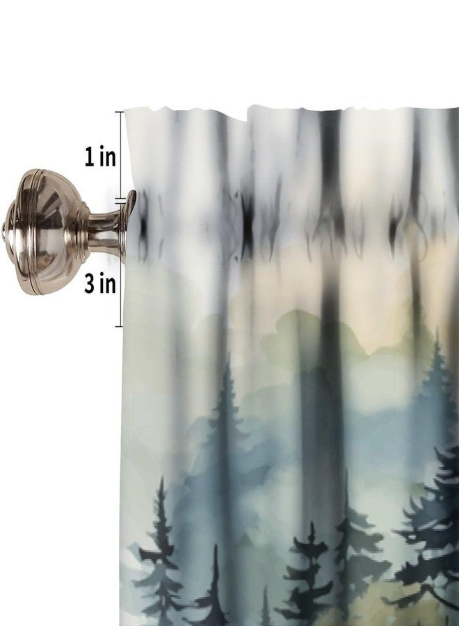 LOMADIA Forest Kitchen Valance Curtain, Watercolor Style Nature Mountain Woodland Green Forest Flying Birds Pattern Window Treatment Rod Pocket Drapes for Living Room Bedroom Cafe Decor 54x18inch - Image 3